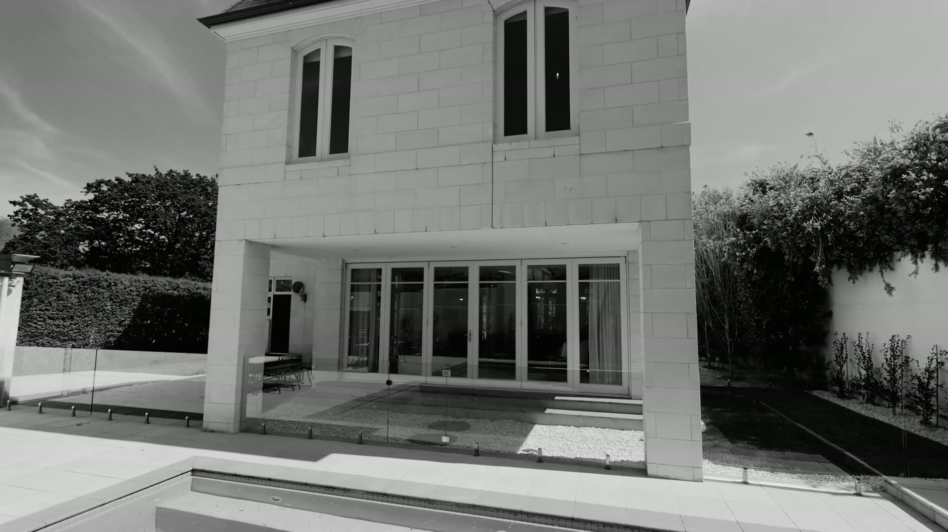 Modern rendered home above a pool, from a reel of recent JMG Media work